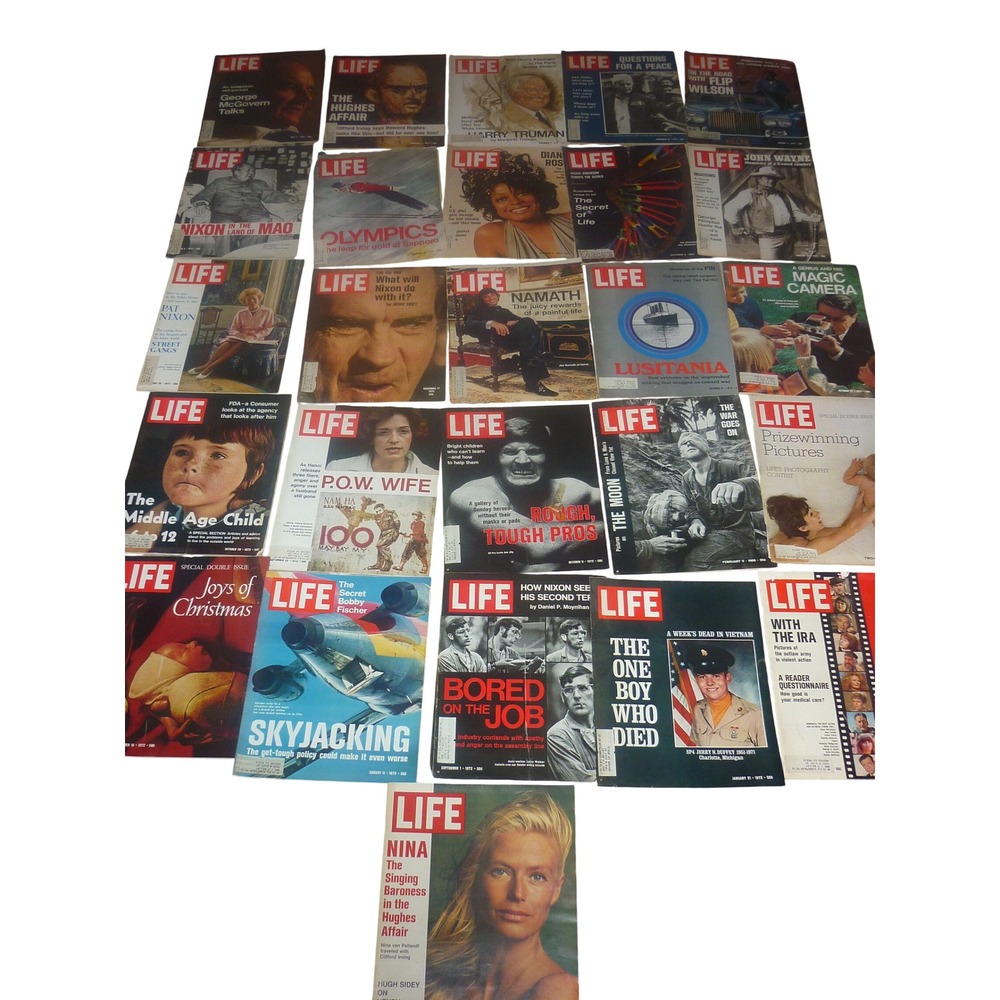 Vintage LIFE Magazine Lot of 26 Issues 1960s 1970s Nixon John Wayne Diana Ross